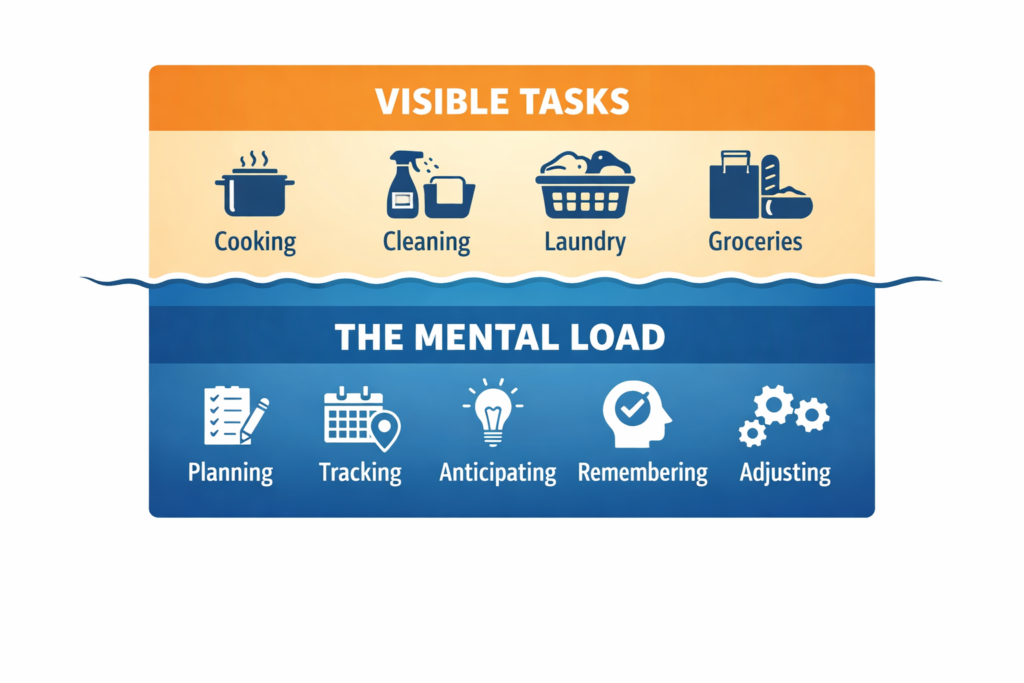 visible household tasks compared to the invisible mental load at home